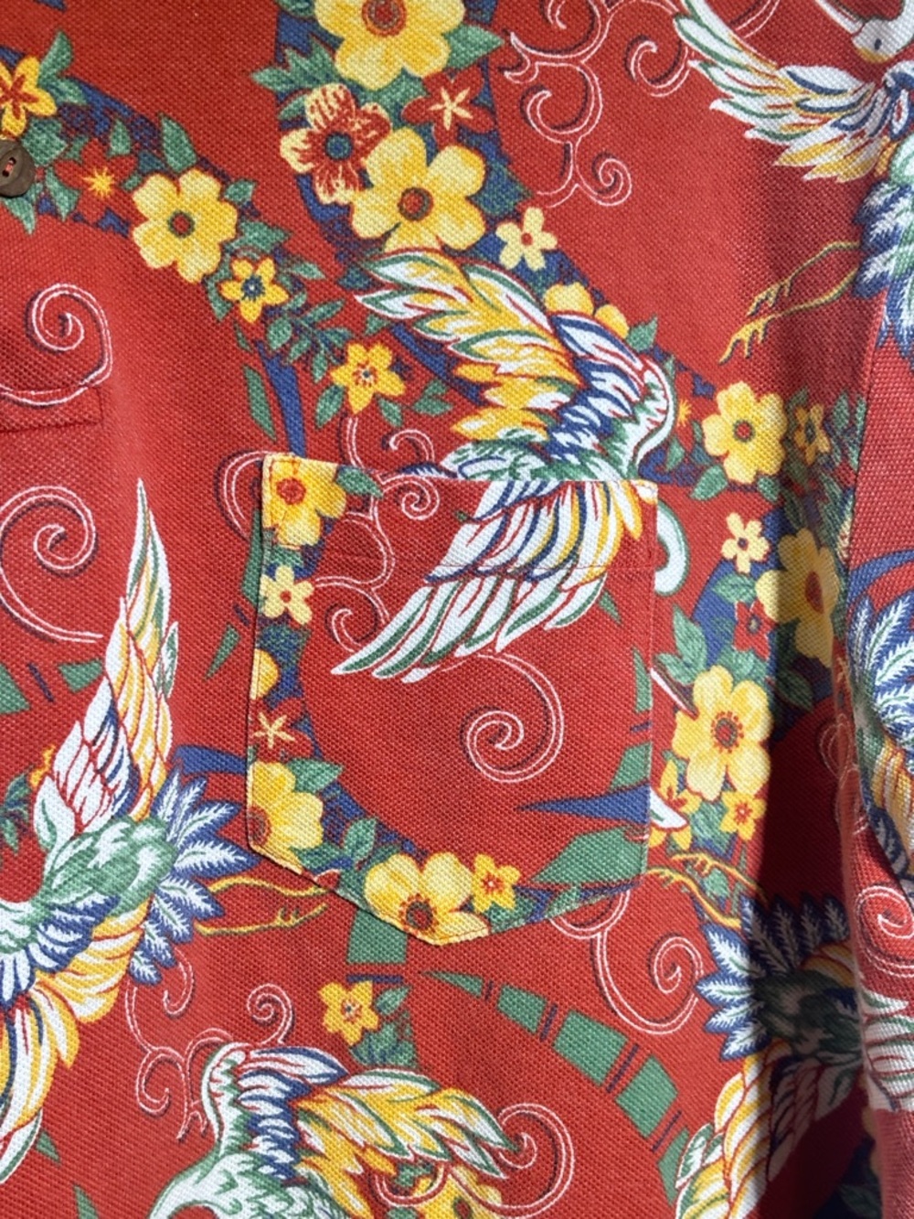 Ralph Lauren Orange Floral & Crane Short-Sleeve Button-Down Shirt - Picture 4 of 7